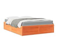 BOWEKAM Home & Garden Lit avec matelas ciré Marron 160 x 200 cm Bois massif Pin