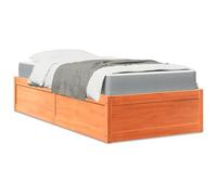 BOWEKAM Home & Garden Lit avec matelas ciré Marron 90 x 200 cm Bois massif Pin