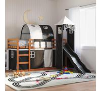 BOWEKAM Home & Garden Lit superposé sans matelas avec toboggan Blanc et noir 90 x 200 cm