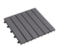 BOWEKAM Home & Garden Lot de 10 dalles de terrasse en bois d'acacia massif Gris délavé 30 x 30 cm