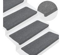 BOWEKAM Home & Garden Lot de 15 tapis d'escalier auto-adhésifs Gris 65 x 24,5 x 3,5 cm