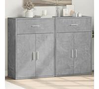BOWEKAM Home & Garden Lot de 2 buffets en bois d'ingénierie Gris béton 60 x 30 x 84 cm