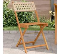BOWEKAM Home & Garden Lot de 2 chaises de bistrot en acacia massif et rotin synthétique Beige
