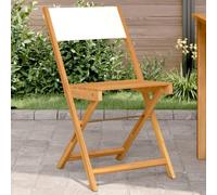 BOWEKAM Home & Garden Lot de 2 chaises de bistrot en bois d'acacia massif et tissu Blanc crème