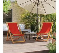 BOWEKAM Home & Garden Lot de 2 chaises de plage pliantes en tissu Rouge