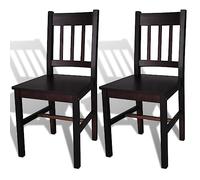 BOWEKAM Home & Garden Lot de 2 chaises de salle à manger en pin Marron foncé