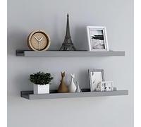 BOWEKAM Home & Garden Lot de 2 étagères en MDF Gris 80 x 9 x 3 cm