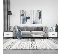 BOWEKAM Home & Garden Lot de 2 tables basses en bois d'ingénierie Blanc brillant 50 x 50 x 40 cm