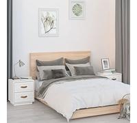 BOWEKAM Home & Garden Lot de 2 tables de chevet en pin massif Blanc 40 x 34 x 45 cm
