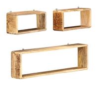 BOWEKAM Home & Garden Lot de 3 étagères murales cubiques en bois de manguier massif