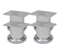 BOWEKAM Home & Garden Lot de 4 pieds de canapé ronds chromés 60 mm