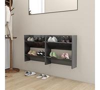 BOWEKAM Home & Garden-Meuble à chaussures mural en bois 2 pièces Gris brillant 60 x 18 x 60 cm