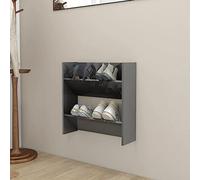 BOWEKAM Home & Garden Meuble à chaussures mural en bois Gris brillant 60 x 18 x 60 cm
