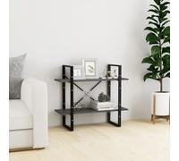 BOWEKAM Home & Garden Meuble à livres à 2 niveaux en pin massif Gris 80 x 30 x 70 cm