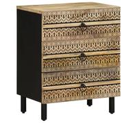 BOWEKAM Home & Garden Meuble de lit en bois de manguier massif Noir 50 x 33 x 62 cm