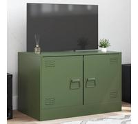 BOWEKAM Home & Garden Meuble TV en acier Vert olive 67 x 39 x 44 cm