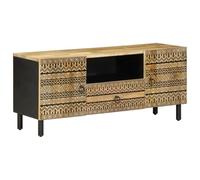 BOWEKAM Home & Garden Meuble TV en bois de manguier massif Noir 105 x 33,5 x 46 cm