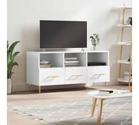BOWEKAM Home & Garden Meuble TV en bois d'ingénierie Blanc brillant 102 x 36 x 50 cm