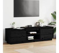 BOWEKAM Home & Garden Meuble TV en pin massif Noir 140 x 35 x 40 cm