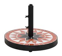 BOWEKAM Home & Garden Pied de parasol rond en terre cuite et blanc 12 kg