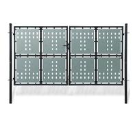 BOWEKAM Home & Garden-Portail de clôture à double porte Noir 300 x 200 cm