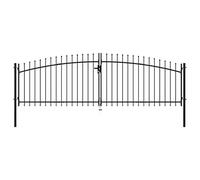BOWEKAM Home & Garden-Portail de clôture double porte avec dessus en lance 400 x 150 cm