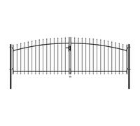 BOWEKAM Home & Garden-Portail de clôture double porte avec dessus en lance 400 x 175 cm