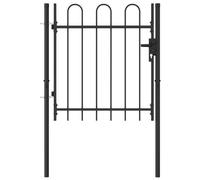 BOWEKAM Home & Garden Portail de clôture simple avec dessus arqué en acier Noir 1 x 1 m