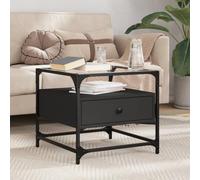 BOWEKAM Home & Garden Table basse avec plateau en verre Noir 50 x 50 x 45 cm