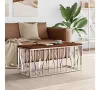 BOWEKAM Home & Garden Table basse en acier inoxydable et bois massif recyclé