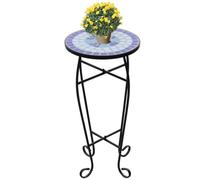 BOWEKAM Home & Garden Table d'appoint en mosaïque Bleu/blanc