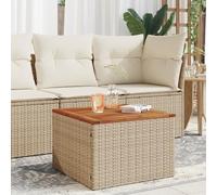 BOWEKAM Home & Garden Table de jardin en polyrotin et bois d'acacia Beige 55 x 55 x 37 cm