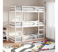 BOWEKAM Lit superposé triple sans matelas Blanc 90 x 190 cm