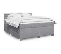 BOWEKAM Lits & Accessoires-Lits et cadres de lit Lit à sommier tapissier avec matelas Gris clair 180 x 200 cm Tissu