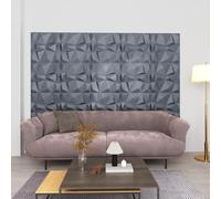 BOWEKAM Lot de 12 panneaux muraux 3D 50 x 50 cm Gris diamant 3 m