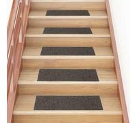 BOWEKAM Lot de 15 tapis d'escalier rectangulaires auto-adhésifs Anthracite 76 x 20 cm
