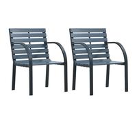BOWEKAM Lot de 2 bancs d'extérieur en bois massif gris et acier revêtu par pulvérisation