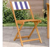 BOWEKAM Lot de 2 chaises de bistrot en bois d'acacia massif et tissu Bleu/blanc