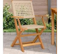 BOWEKAM Lot de 2 chaises de jardin en bois d'acacia massif beige et polyrotin
