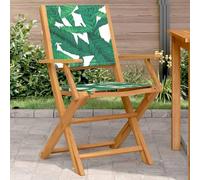 BOWEKAM Lot de 2 chaises de jardin en bois d'acacia massif et tissu Motif feuilles
