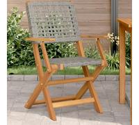 BOWEKAM Lot de 2 chaises de jardin en bois d'acacia massif gris et rotin synthétique