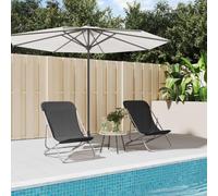 BOWEKAM Lot de 2 chaises de plage pliantes en textilène noir et acier revêtu de poudre