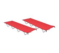 BOWEKAM Lot de 2 lits de camping en tissu Oxford et acier Rouge 180 x 60 x 19 cm