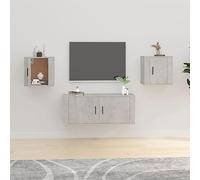 BOWEKAM Lot de 2 meubles TV muraux gris béton 40 x 34,5 x 40 cm - Meubles, centres de divertissement et supports TV