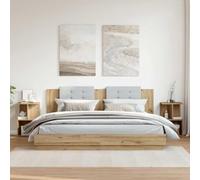 BOWEKAM Lot de 2 tables de chevet artisanales en chêne 35 x 35 x 55 cm