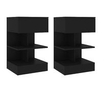 BOWEKAM Lot de 2 tables de chevet Noir 40 x 35 x 65 cm