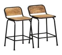 BOWEKAM Lot de 2 tabourets de bar en bois massif Mangue 46 x 35,5 x 70 cm