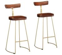BOWEKAM Lot de 2 tabourets de bar en bois massif Mangue 49 x 43 x 103 cm