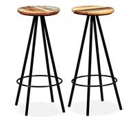 BOWEKAM Lot de 2 tabourets de bar en bois massif recyclé pour meubles, chaises, table et bar