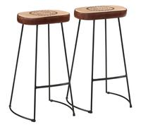 BOWEKAM Lot de 2 tabourets de bar, meubles, chaises, tables et tabourets de bar, marron foncé, 44 x 37,5 x 78 cm
